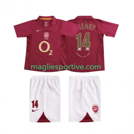 Completo Calcio Arsenal Thierry Henry 14 2006 Retro Bambino Divisa Prima 2005